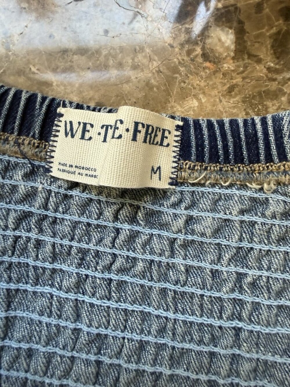 Free People We The Free Womens M Strapless Denim Jumpsuit Barrel Leg Blue NWT - Picture 10 of 12